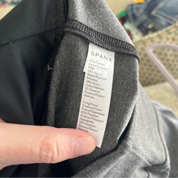 Spanx Leggings Women's Medium Ankle Length Ponte Charcoal Gray Side Slit NWT - Picture 8 of 10
